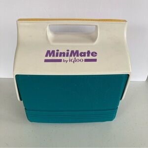 Vintage Mini Mate by Igloo lunchbox cooler Y2K 1990’s teal purple white USA